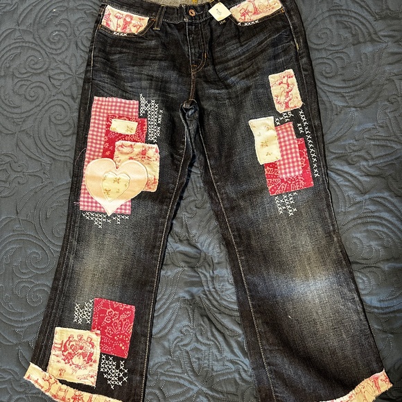 Dark Denim Boho Jeans - Picture 1 of 8